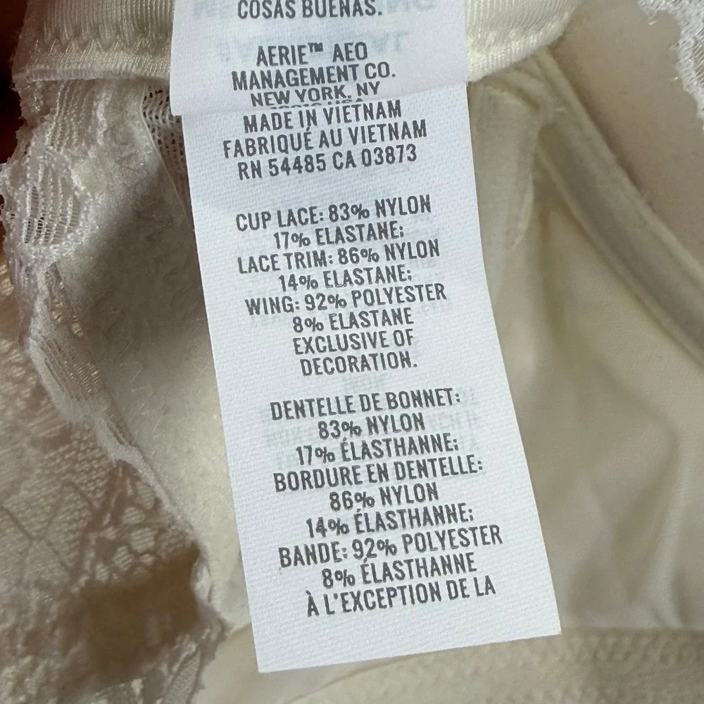 NWOT Aerie Real‎ Power Balconette Bra Lace Ivory 34D